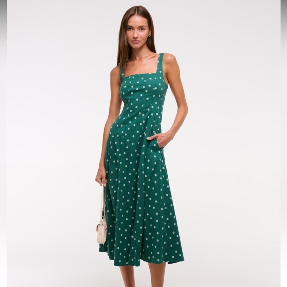 Abercrombie & Fitch mila midi Dresses/ Green Polka Dot Dress